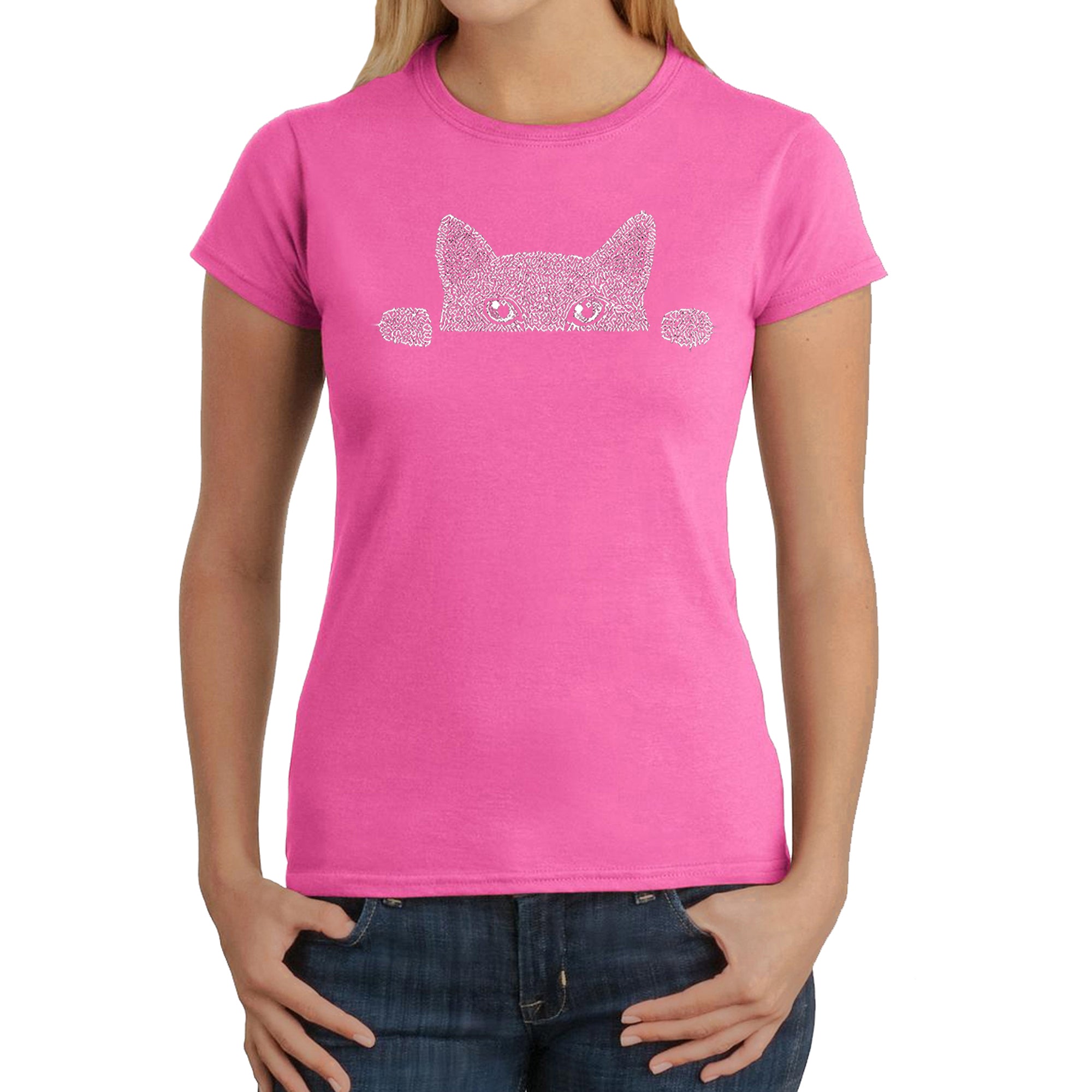 Peeking Cat  - Women's Word Art T-Shirt