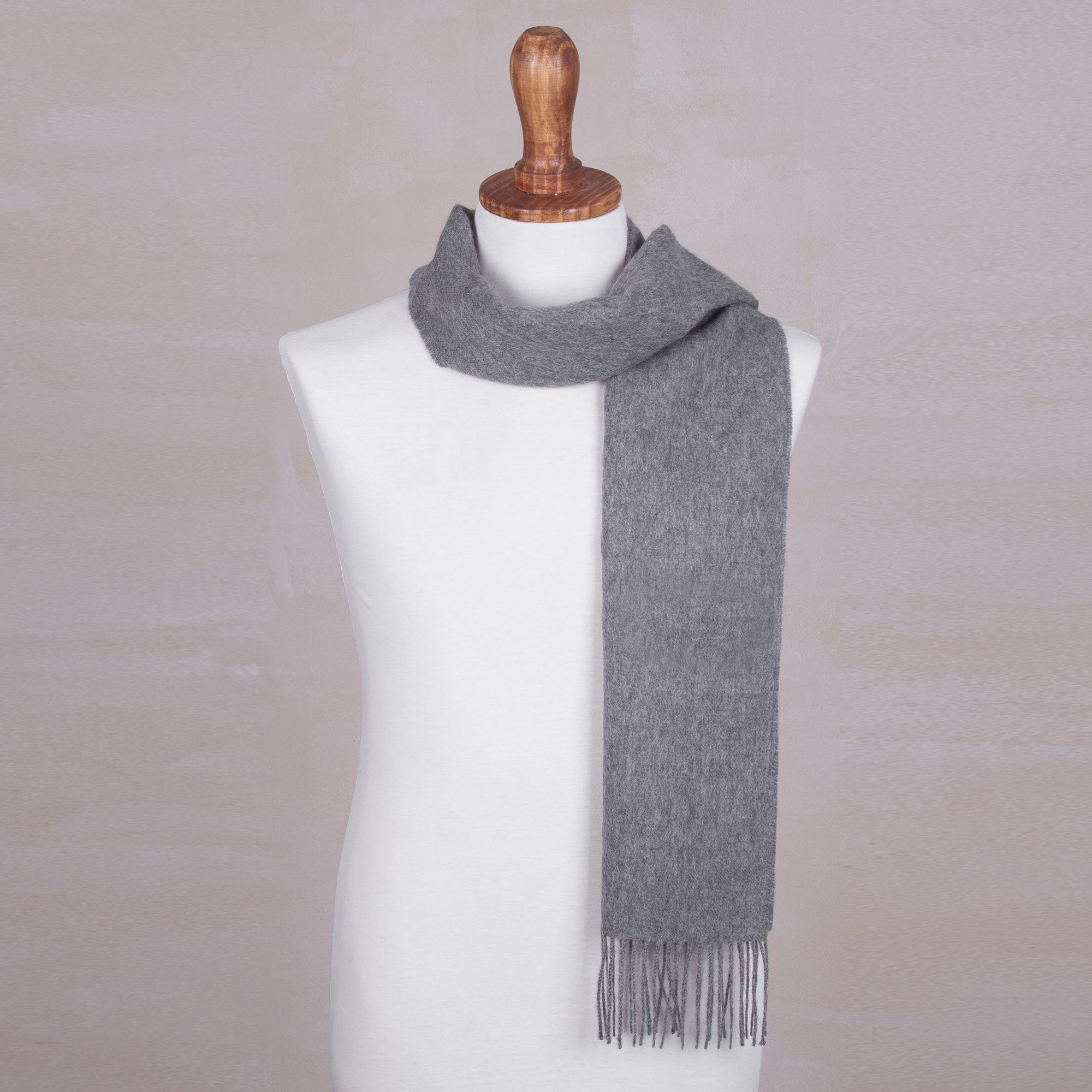 Stormy Gray Men's Alpaca Scarf