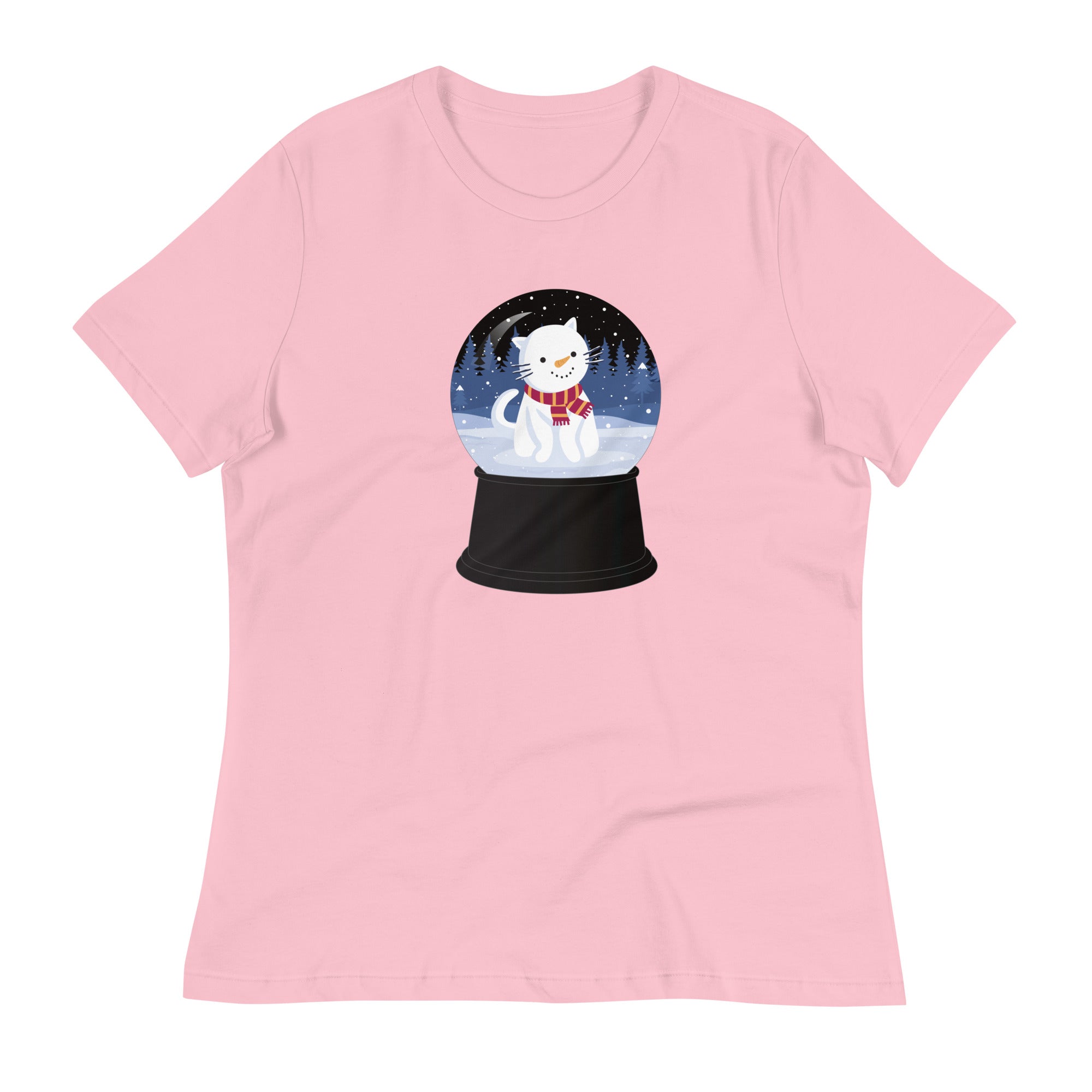 Snowman Kitty Snow Globe Women's Relaxed T-Shirt