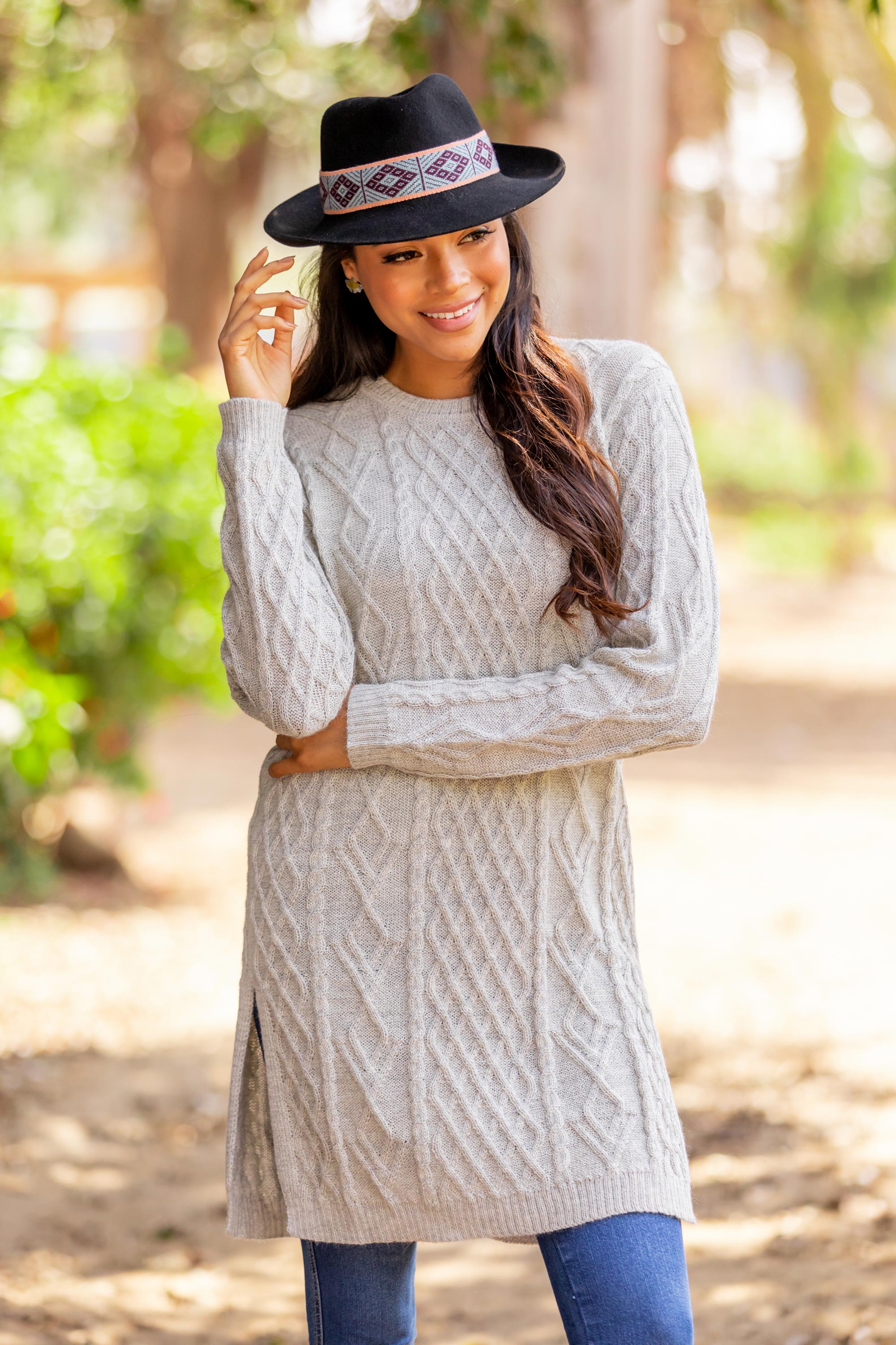 Long Lines in Grey Baby Alpaca Grey Tunic Sweater Dress