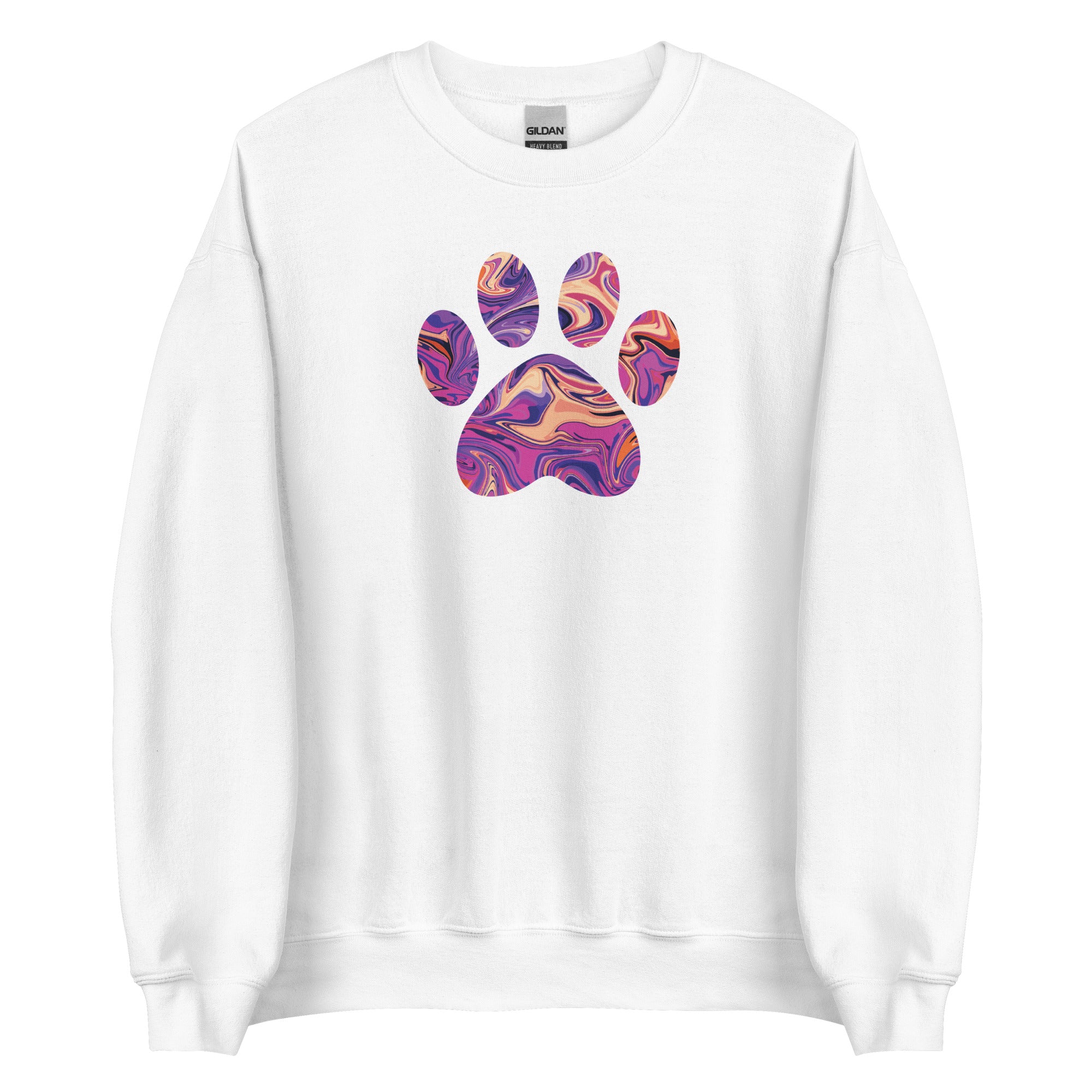 Purple Swirl Marbled Paw Crewneck Sweatshirt