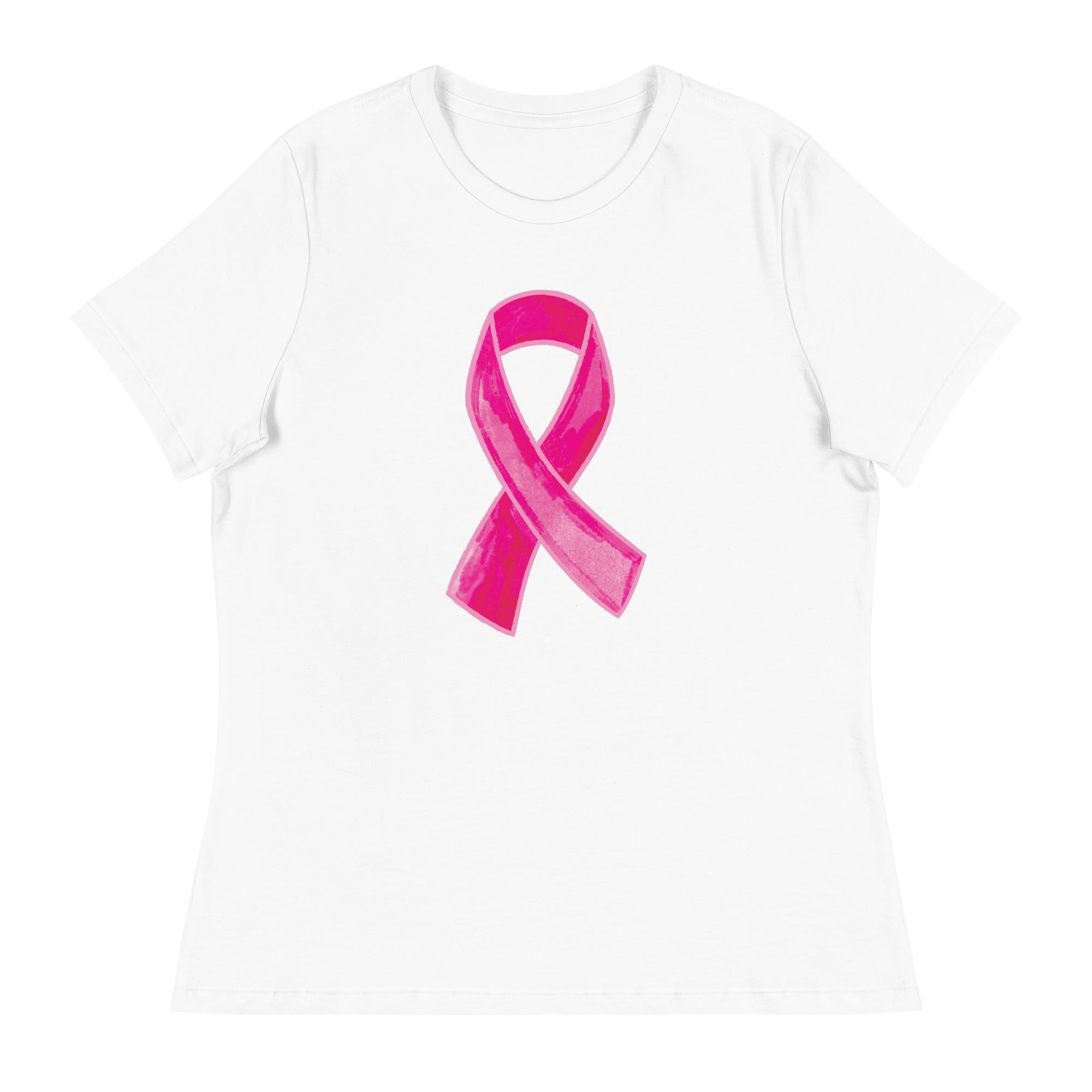 Watercolor Pink Ribbon Women's Relaxed T-Shirt