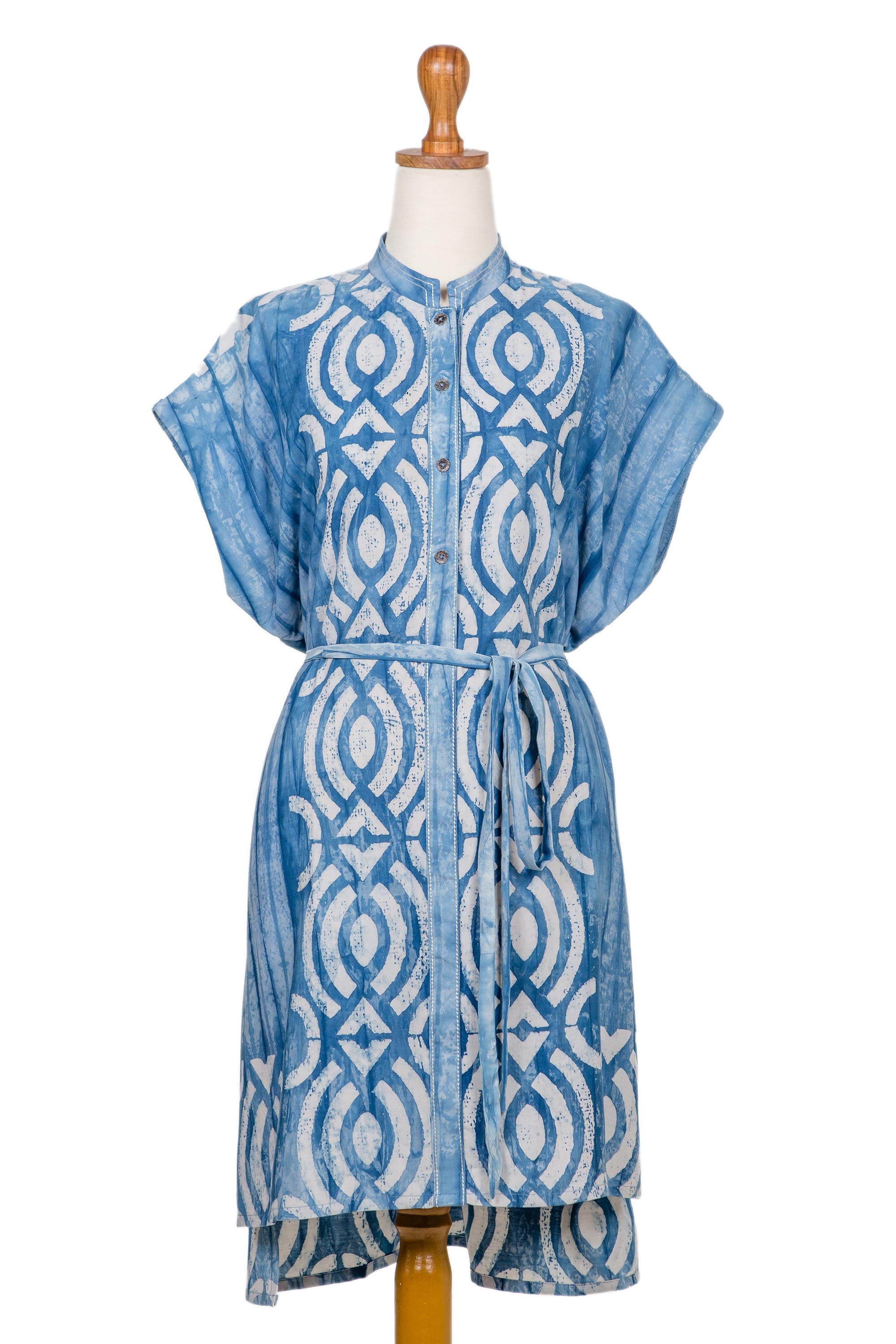 Goddess Eye Batik Cotton Shirtwaist Dress from Java