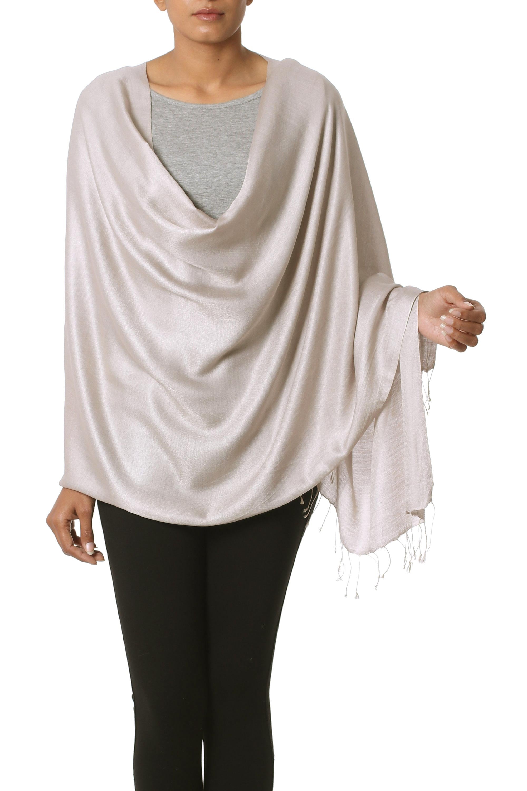 Elegant Taupe Silk shawl