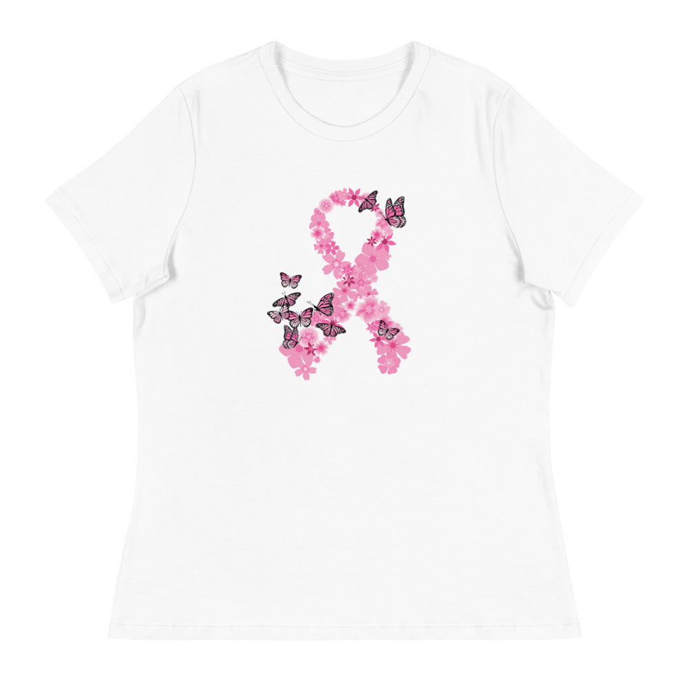 Pink Ribbon Butterflies Take Flight Women's Relaxed T-Shirt