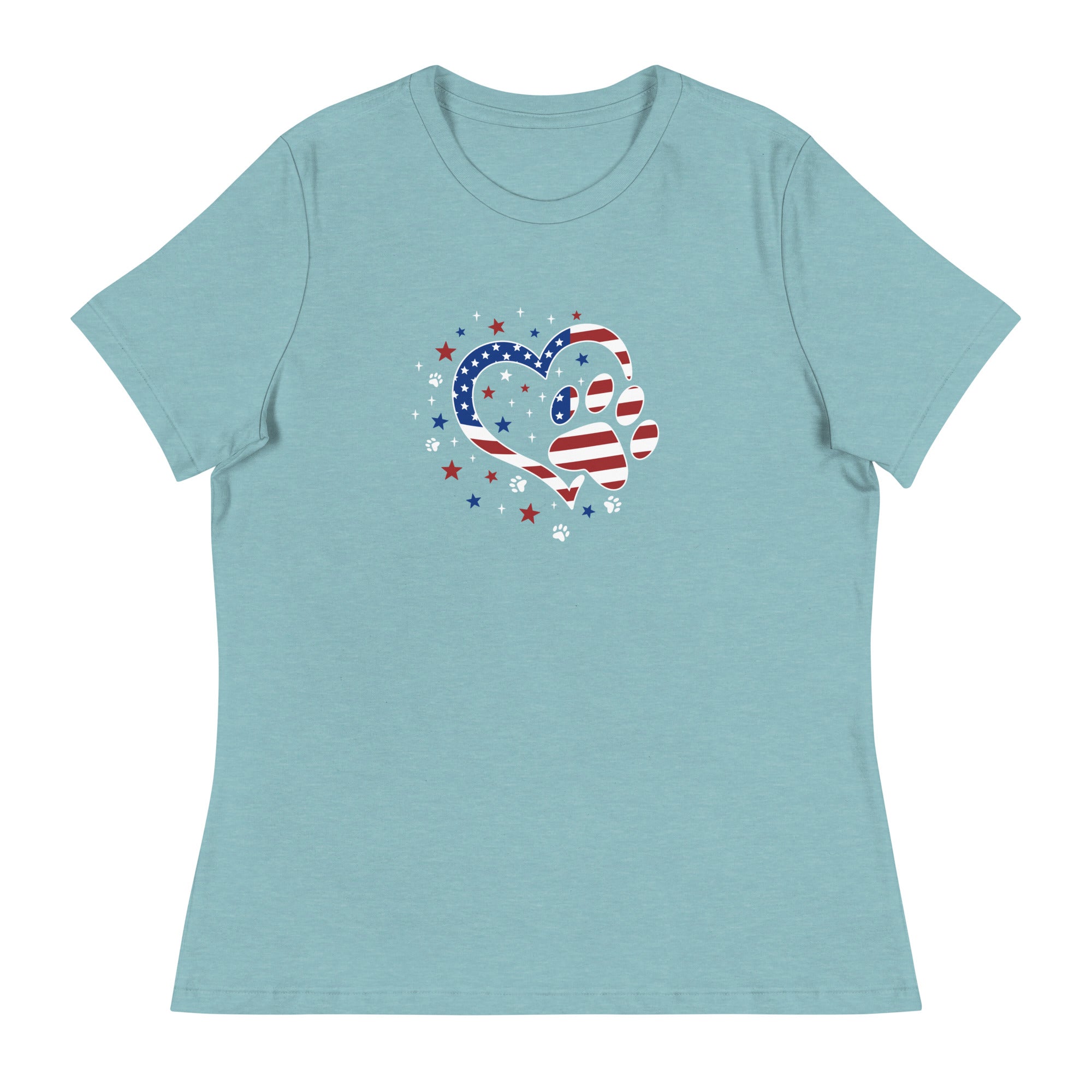 Star Spangled Paw Print Love Women's Relaxed T-Shirt